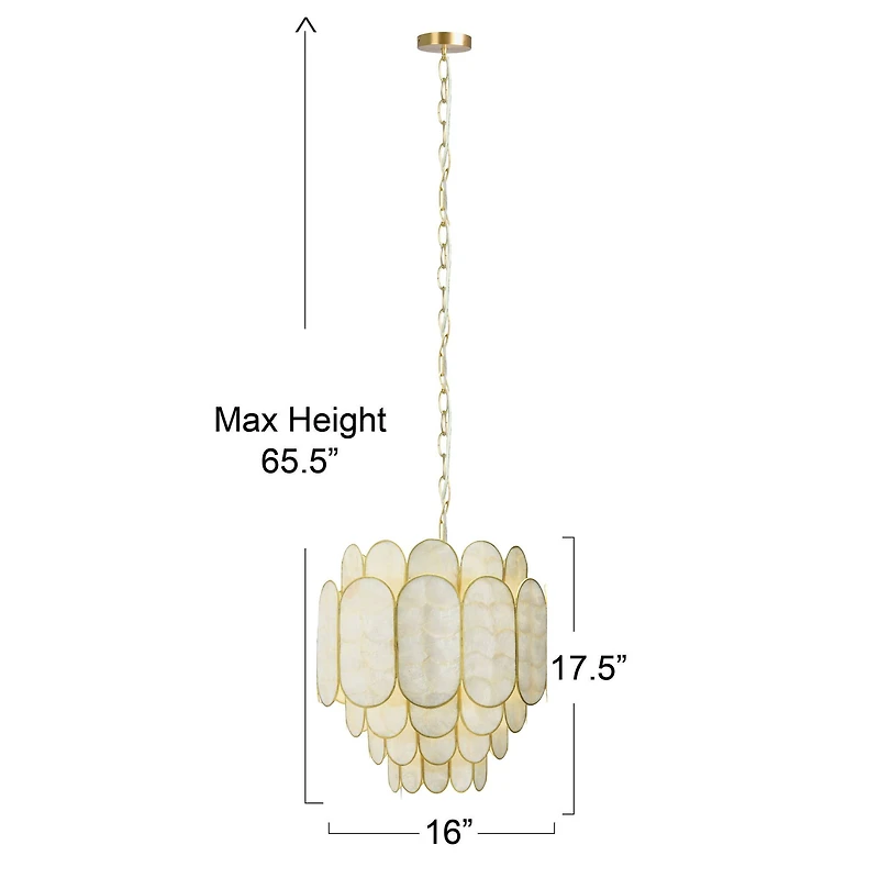 Hello Honey® 17.5" 4-Tier Capiz and Metal Chandelier