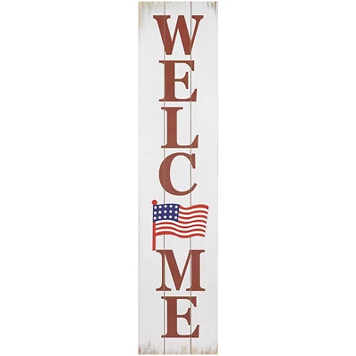 36" Welcome USA Flag Americana Wooden Porch Board Sign Decoration