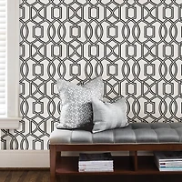 NuWallpaper Uptown Trellis Black & White Peel & Stick Wallpaper