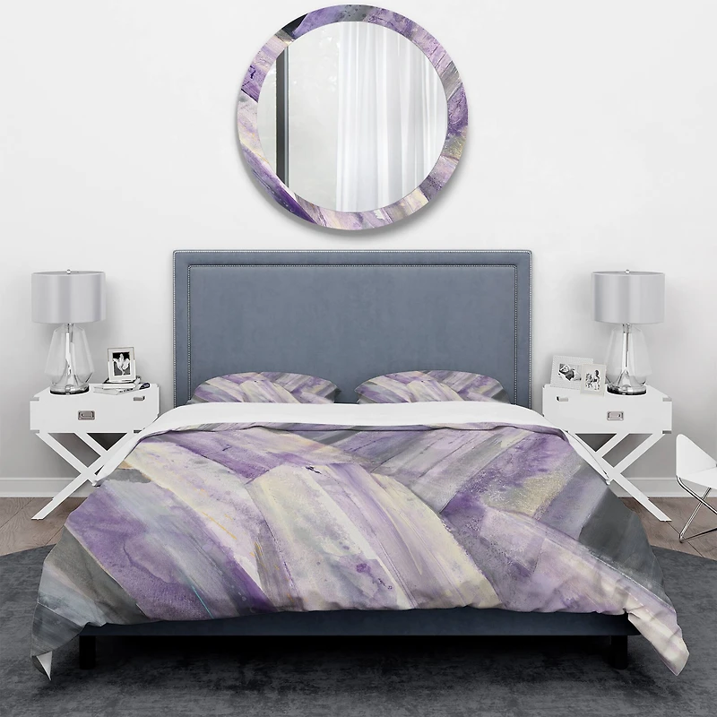 Designart 'Geometric Purple Glacier' Geometric Bedding Set - Duvet Cover & Shams