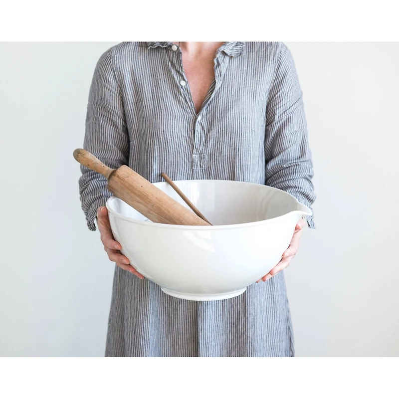 Hello Honey® 16" Antique White Reproduction Ceramic Batter Bowl