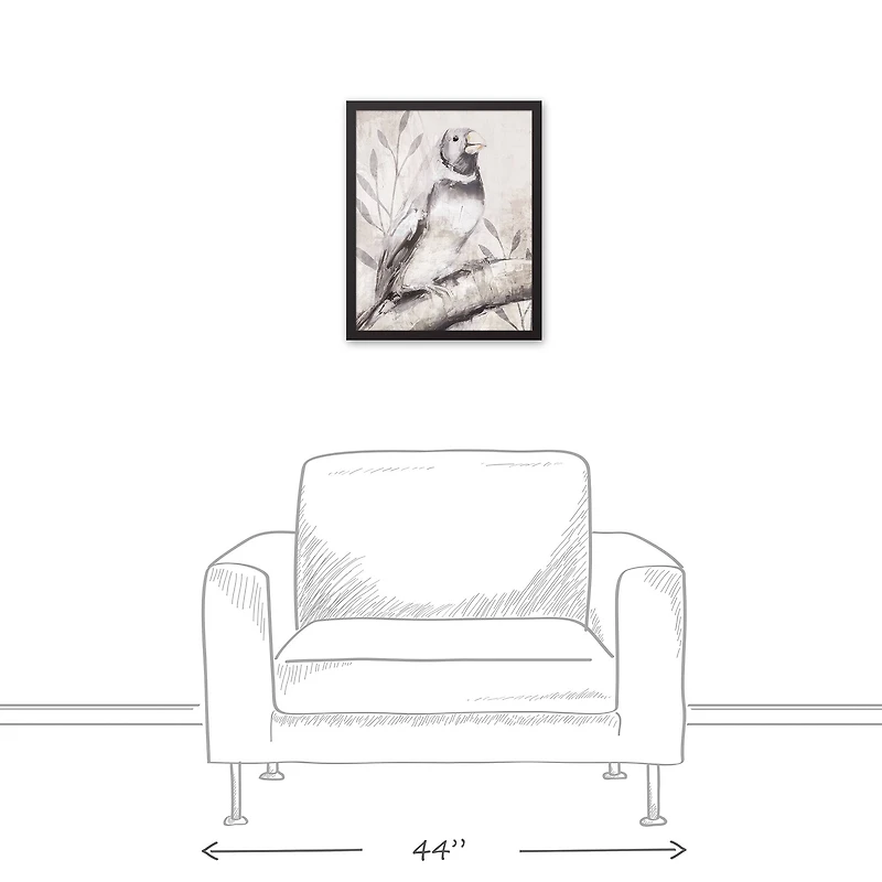 Dusty Blue Bird Black Framed Canvas