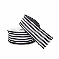 1.5" x 30ft. Stripe Faux Linen Wired Ribbon by Celebrate It™ Décor
