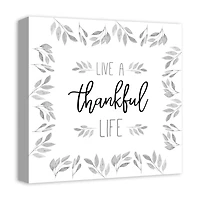 Thankful Life Fall Leaves Canvas Wall Art