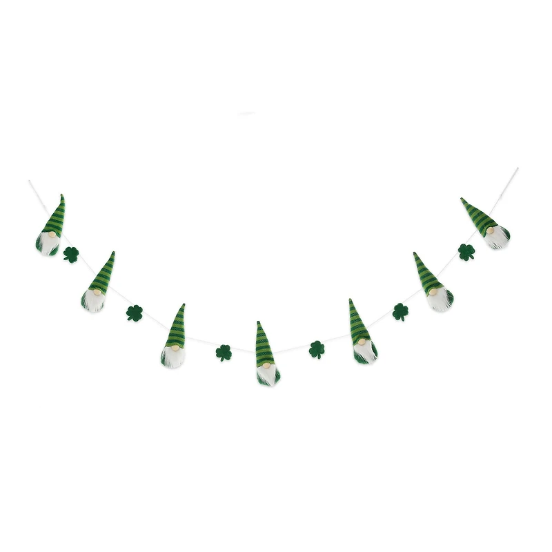 Glitzhome® St. Patrick's Fabric Gnomes and Shamrocks Garland