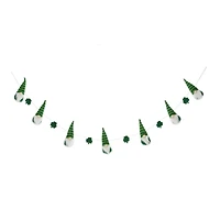 Glitzhome® St. Patrick's Fabric Gnomes and Shamrocks Garland