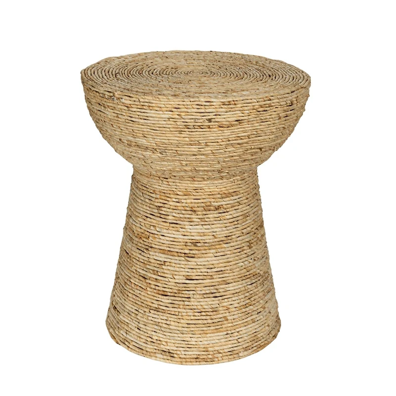 Hello Honey® 20" Natural Coiled Corn Rope Round Accent Table