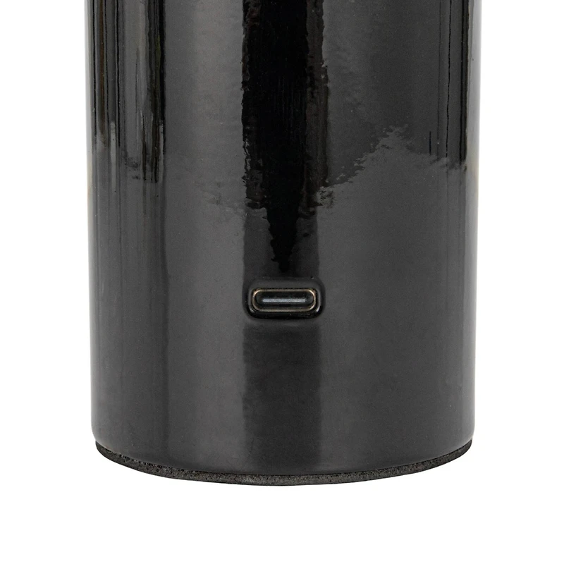 Hello Honey® 8.25" Black Round Metal LED Rechargeable Table Lamp Set, 2ct.