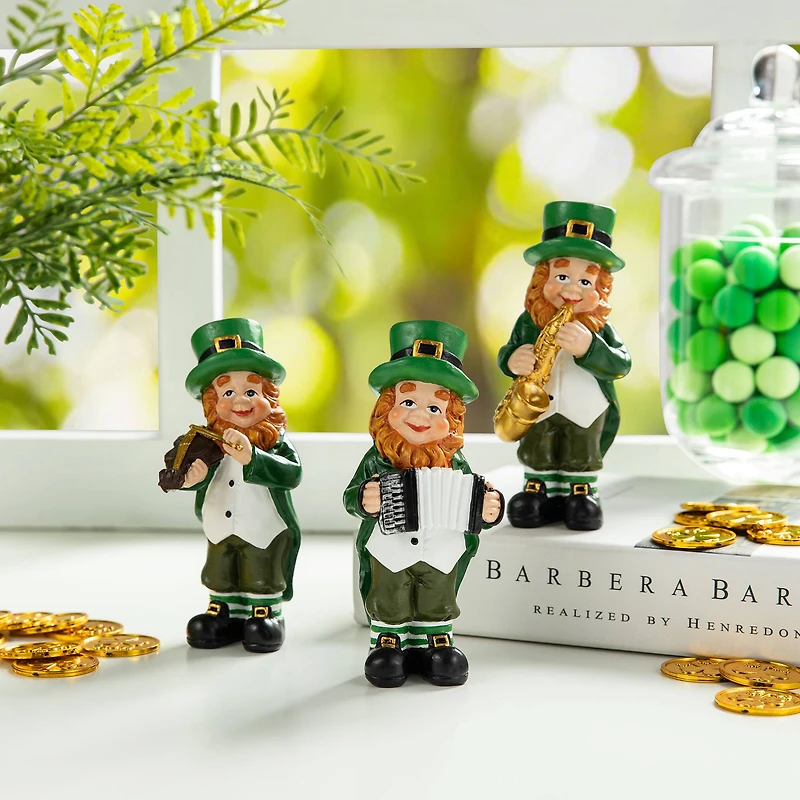 Glitzhome® 5" St. Patrick's Leprechaun Musicians Table Décor Set