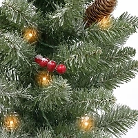 4ft. Pre-Lit Flocked Potted Trees with Battery-Operated Timer, 2ct.