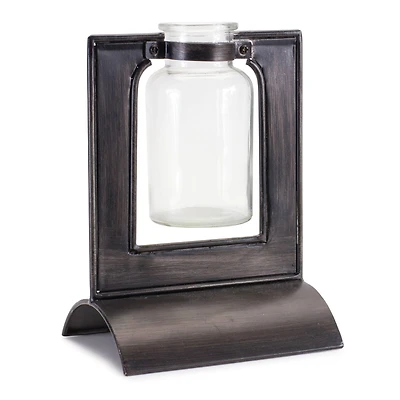 Glass Bottle Vase in Metal Holder