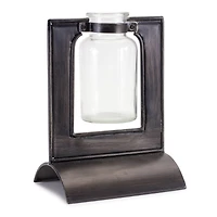 Glass Bottle Vase in Metal Holder