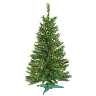 3.5ft. Pre-Lit Imperial Pine Artificial Christmas Tree, Multicolor Dura-Lit® Lights