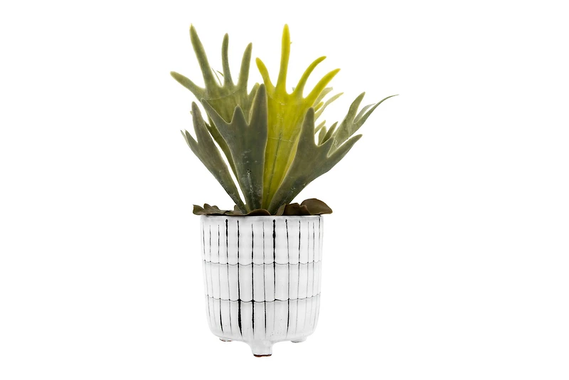 Hello Honey® 5" White & Black Terra Cotta Footed Planter