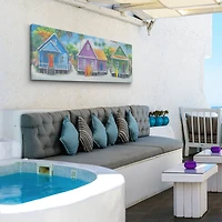 Coastal Cabins Crop Outdoor Canvas Art Print - 16"x48"