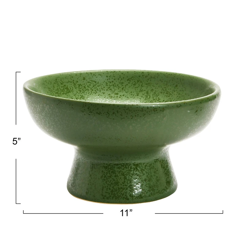 Hello Honey® Matte Green Reactive Glaze Stoneware Footed Bowl