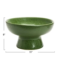 Hello Honey® Matte Green Reactive Glaze Stoneware Footed Bowl