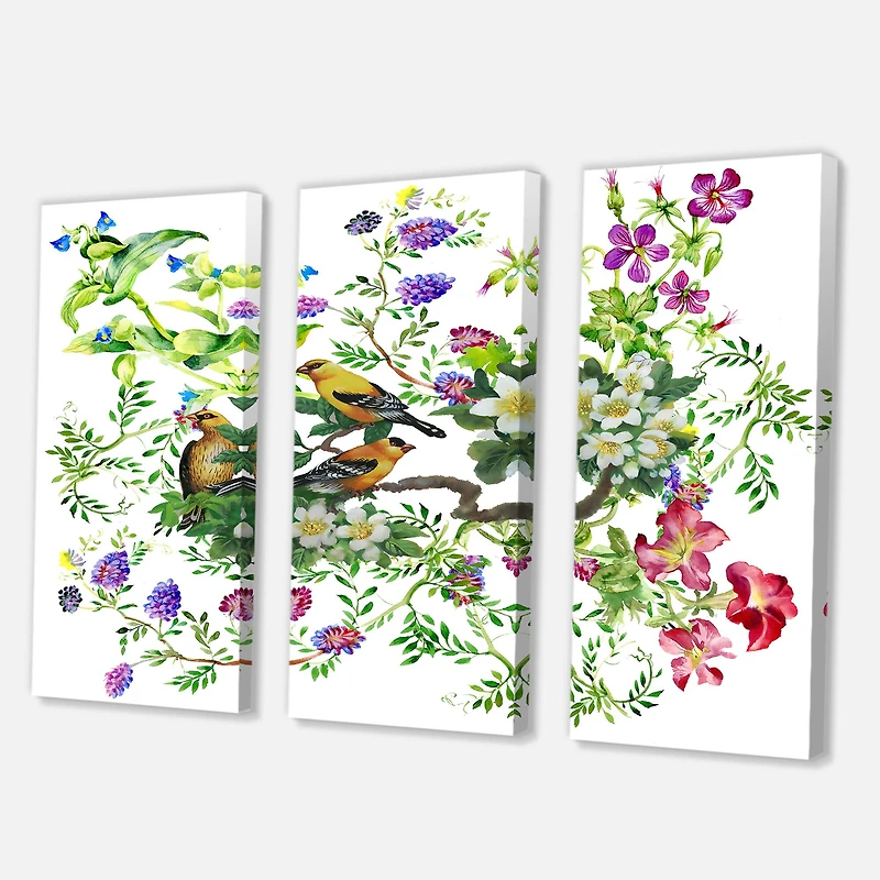 Designart - Tropical Birds With On Blooming Tree