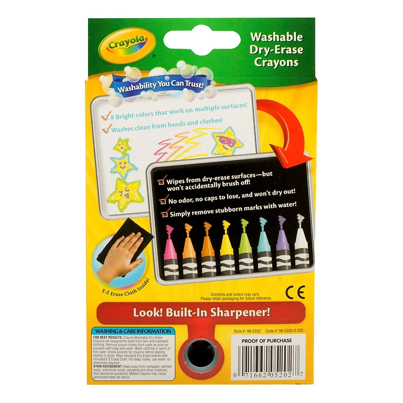 6 Packs: 8 ct. (48) Crayola® Washable Dry Erase Bright Crayons