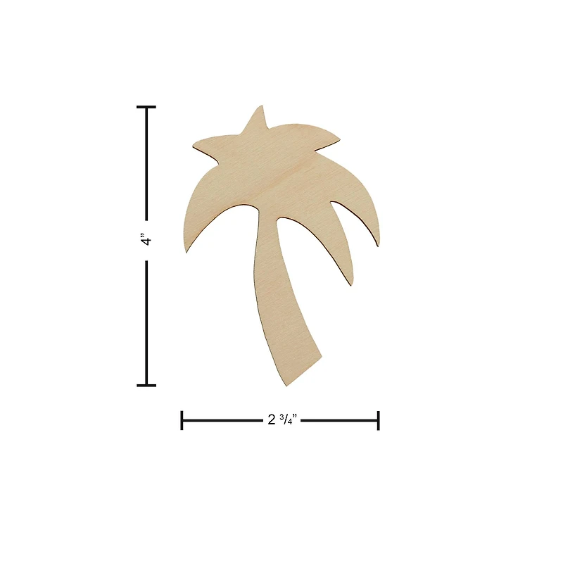 Essentials by Leisure Arts 24 Pack 2.75" x 4" Palm Tree Flat Wood Shape