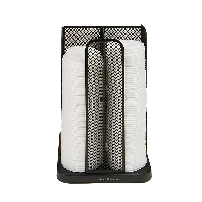 Mind Reader Black 4-Compartment Carousel Cup and Lid Organizer