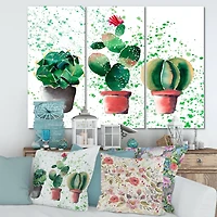 Designart - Three Cacti In Clay Pots