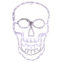 18" White Skull 4-Function LED Halloween Window Silhouette