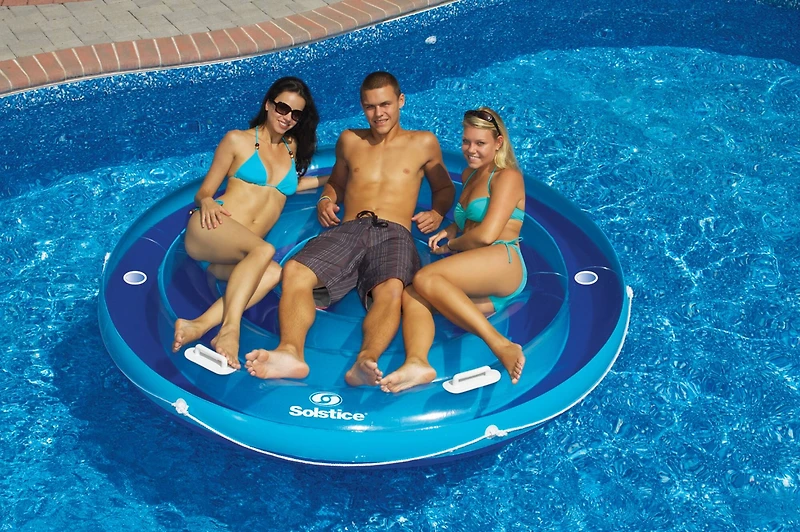 84" Solstice Inflatable Round Jumbo Island Swimming Pool Raft Lounger