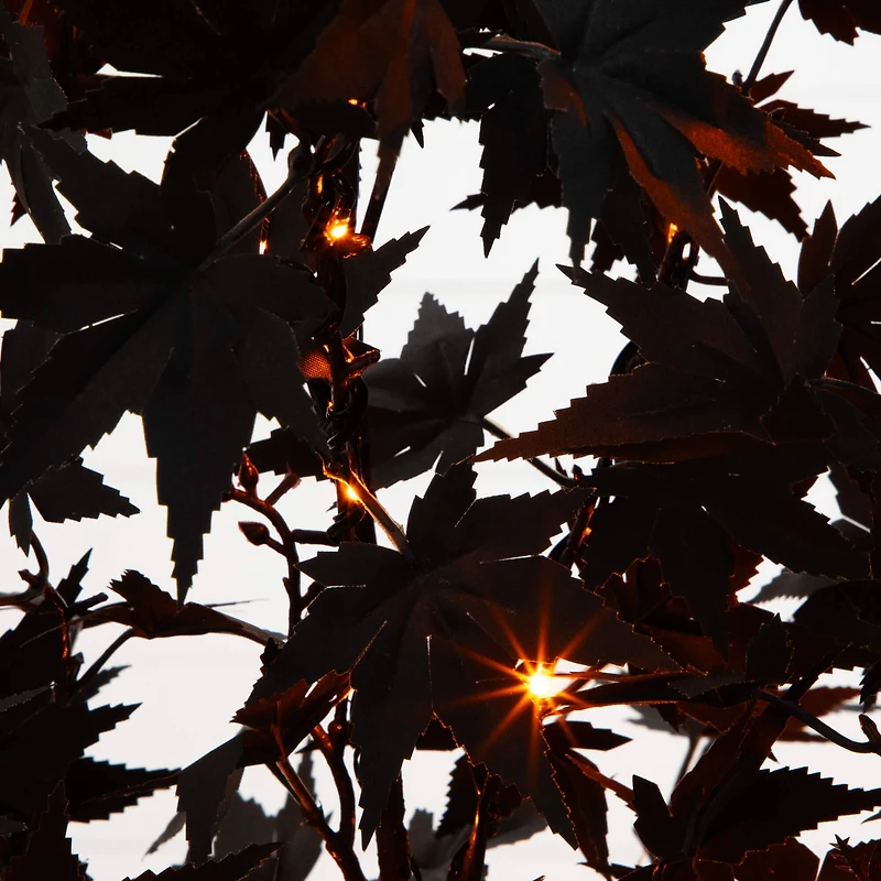 4ft. Pre-Lit Artificial Halloween Black Maple Tree with 180 Orange & Purple LED Lights