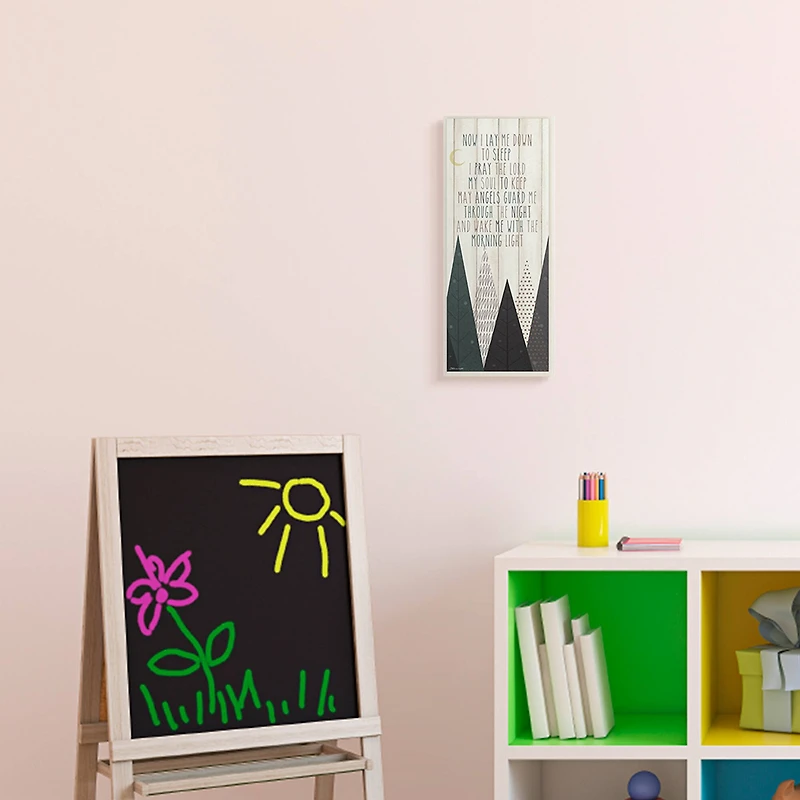 Stupell Industries Lay Me Down To Sleep Quote Triangle Tree Forest, 7" x 17"