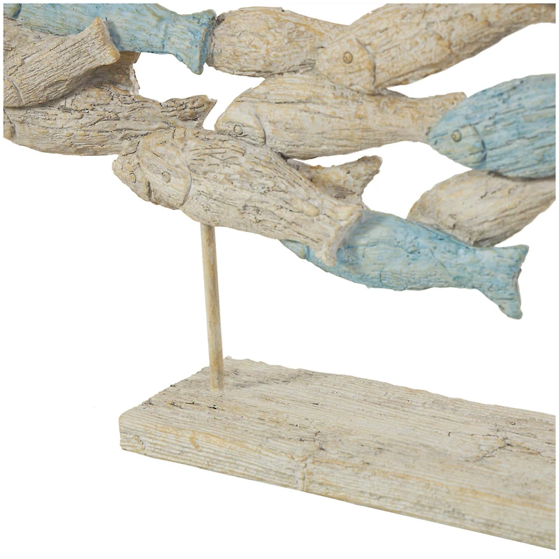 24" Light Blue Ombre Textured Polystone Fish Swimming Sculpture with Stand