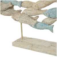 24" Light Blue Ombre Textured Polystone Fish Swimming Sculpture with Stand