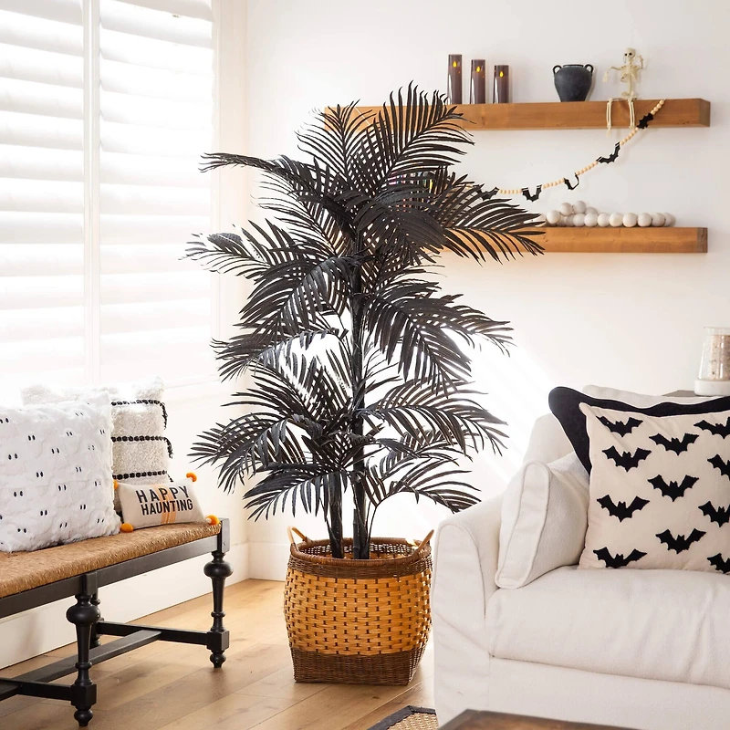 6ft. Artificial Halloween Black Golden Cane Tree