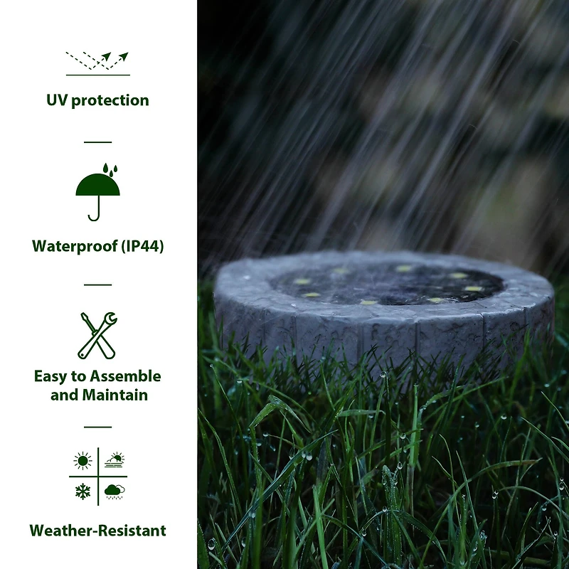 Glitzhome® 5.25" Solar Powered Disk Outdoor Pathway Lights, 4ct.