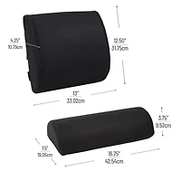 Mind Reader Harmony Collection Black Ergonomic Back and Footrest Set