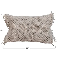 Hello Honey® Ivory Boho Macramé Lumbar Pillow with Fringe
