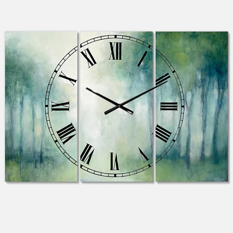 Designart Walk In The Forest Farmhouse 3 Panel Wall Clock