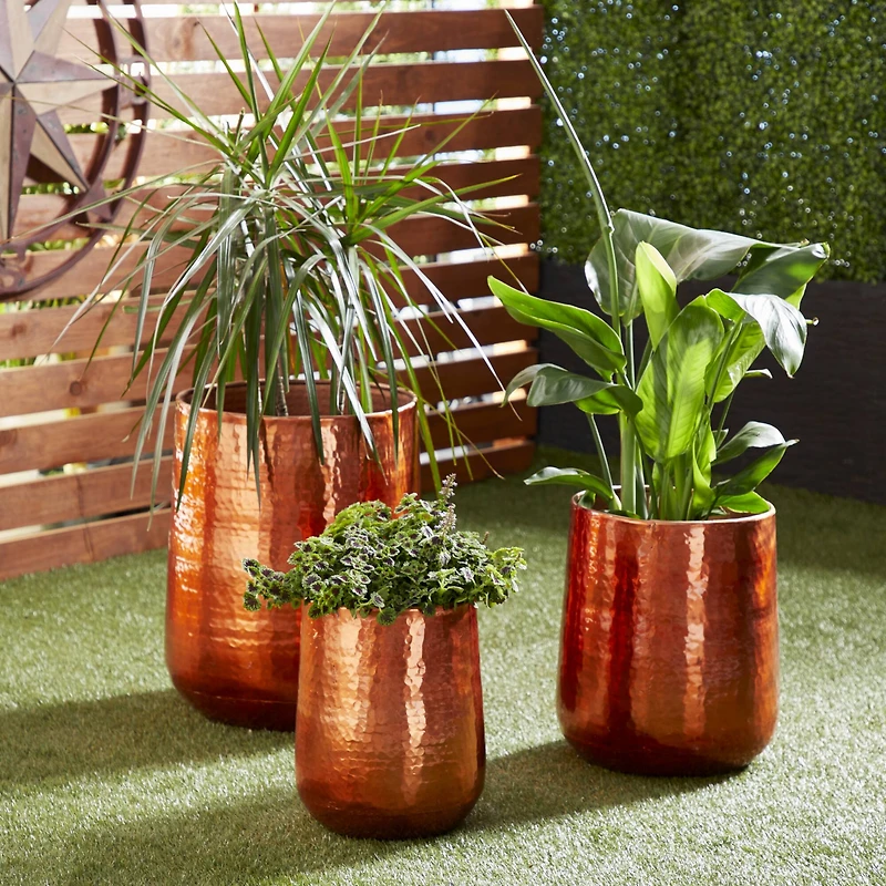 Copper Aluminum Glam Planter, 21", 16" & 13"