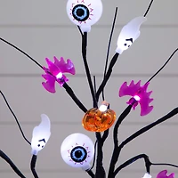 2ft. Pre-Lit Artificial Halloween Eyeballs, Ghosts, Bats & Pumpkins 24 LED Lighted Ornament Tree