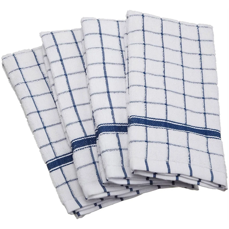 DII® Nautical Blue Windowpane Terry Dishtowel, 4ct.