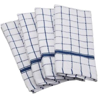 DII® Nautical Blue Windowpane Terry Dishtowel, 4ct.