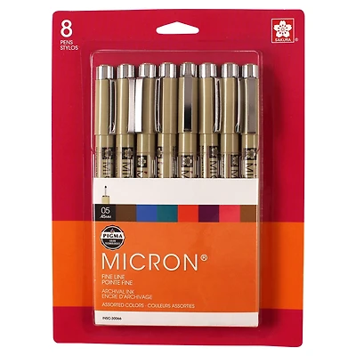 Sakura Pigma Micron Pen Set, 8-Colors, .45mm