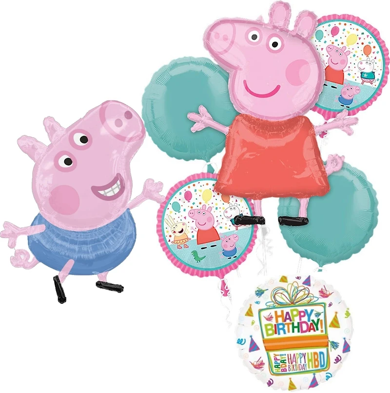 Peppa Pig Foil Balloon Birthday Bouquet