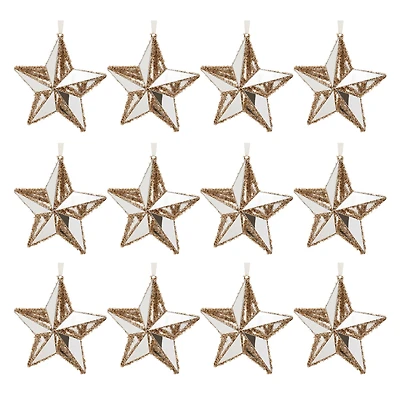 8.5" Gold Tinsel Star Ornaments, 12ct.