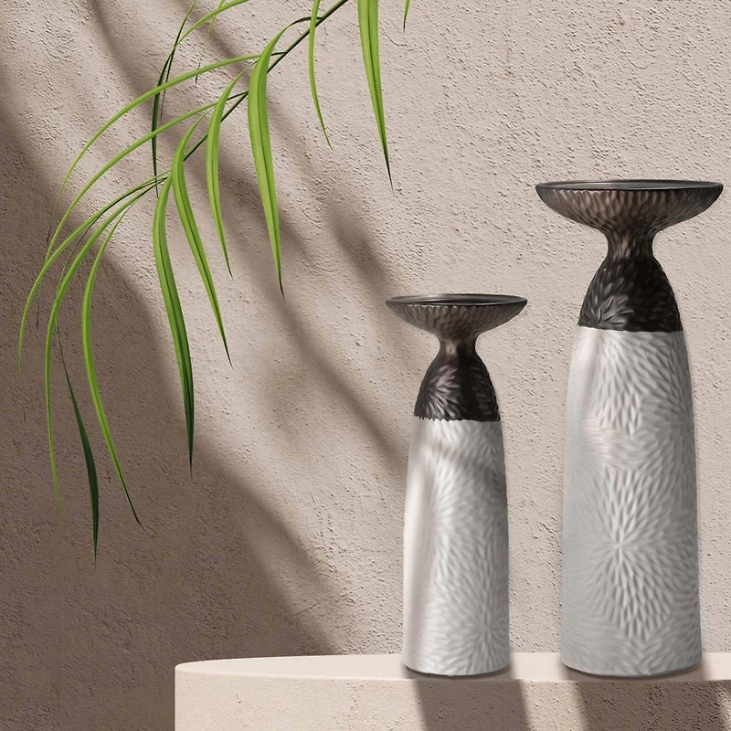 American Art Decor Twin Crucibles 2-Piece Table Top Candle Holder Set in - 15.25" x 4.5