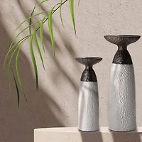 American Art Decor Twin Crucibles 2-Piece Table Top Candle Holder Set in - 15.25" x 4.5