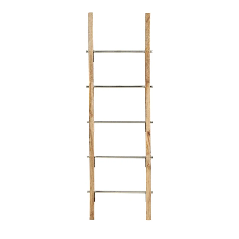 59" Brown Stainless Steel Contemporary Ladder