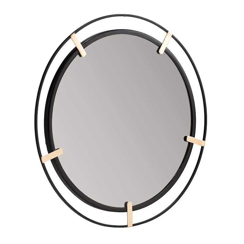 Habitat Thales 23" Black & Golden Circular Wall Mirror