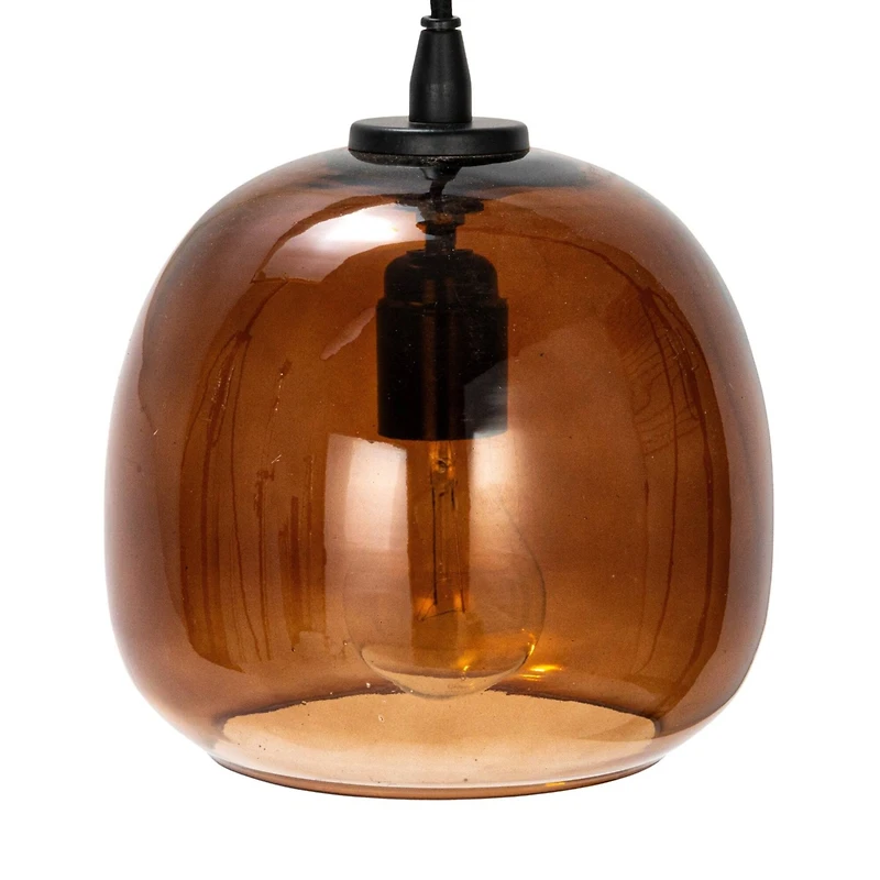Hello Honey® 8.25" Amber Round Glass & Metal Pendant Lamp with Hardwire