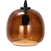 Hello Honey® 8.25" Amber Round Glass & Metal Pendant Lamp with Hardwire